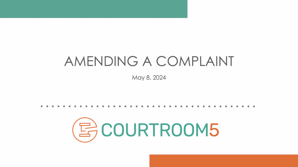 Amending A Complaint