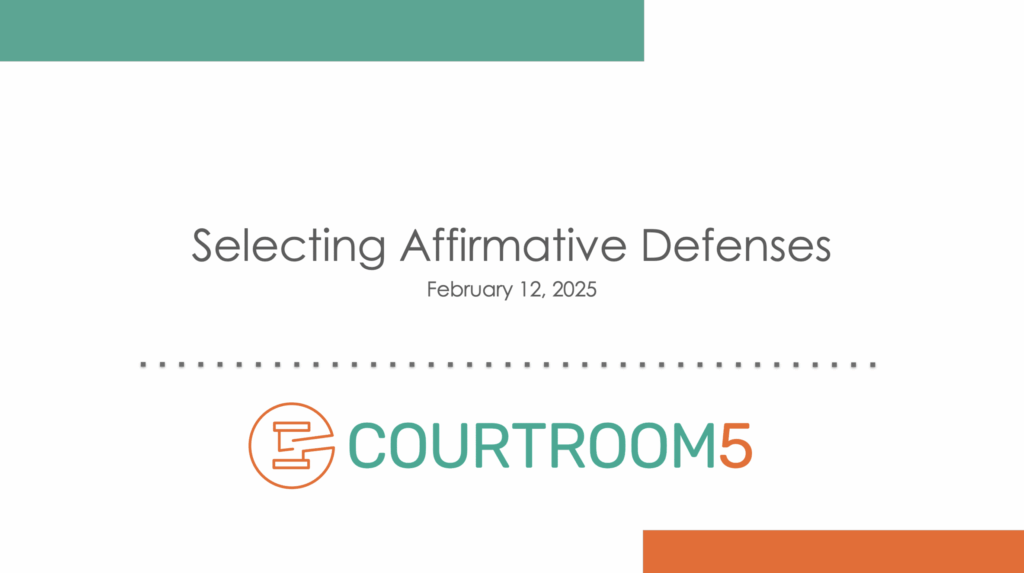 Selecting Affirmative Defenses